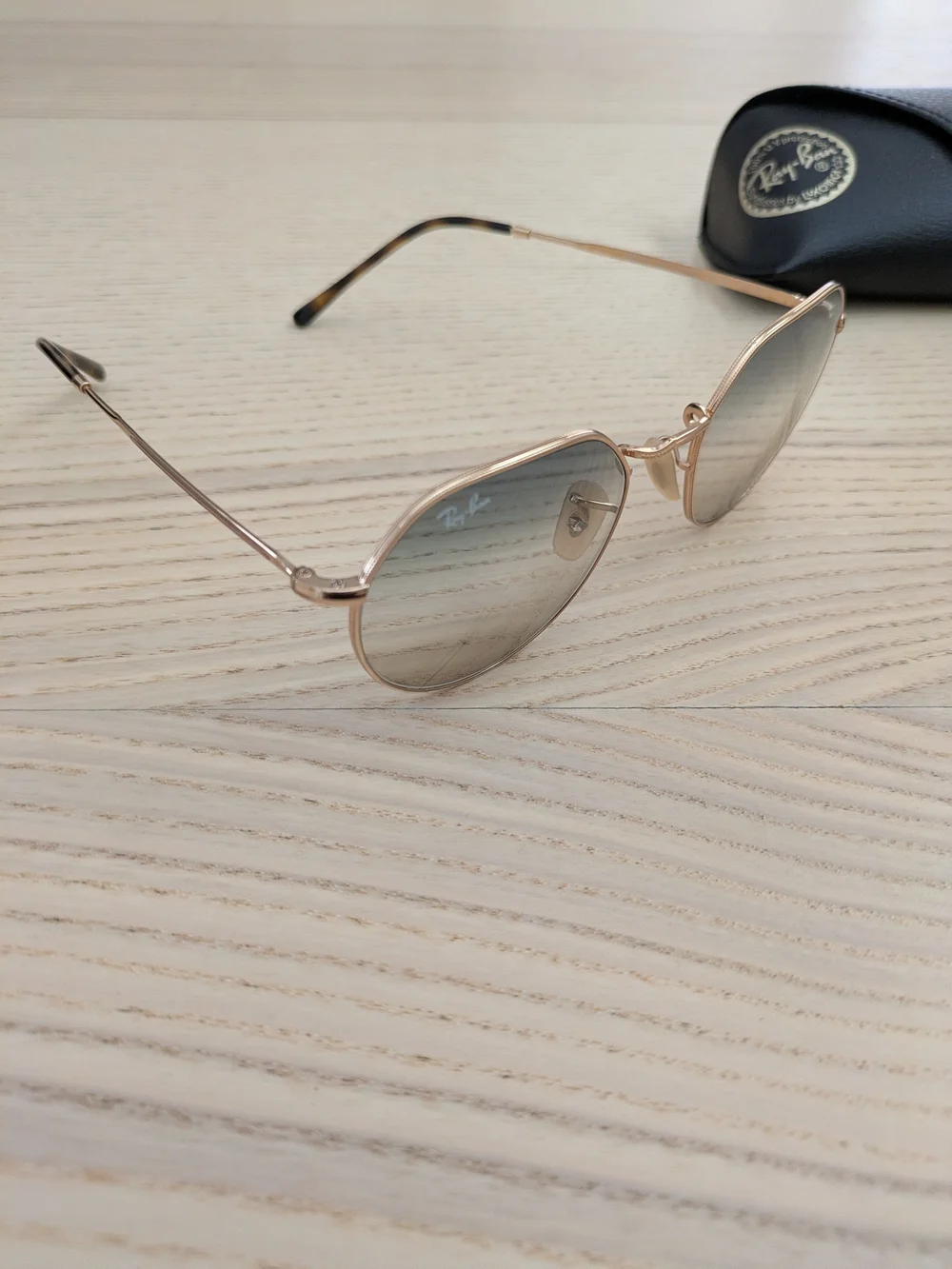 Ray-Ban Jack Sunglasses with Gold Hexagon Shape And Brown Gradient Lenses